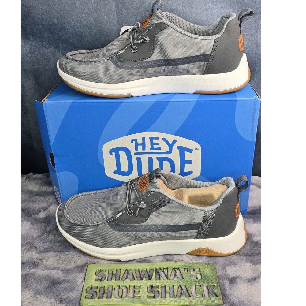NWB Hey Dude Wally Drift Mesh Monument Grey Casual Loafer Shoes Mens Size 8